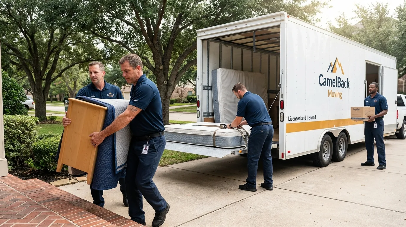 Crew loading residential truck for cross-state move from Canton, NC