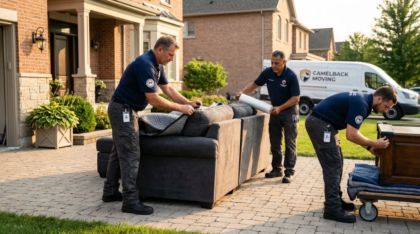 Large estate moving crew wrapping furniture in Canton, NC